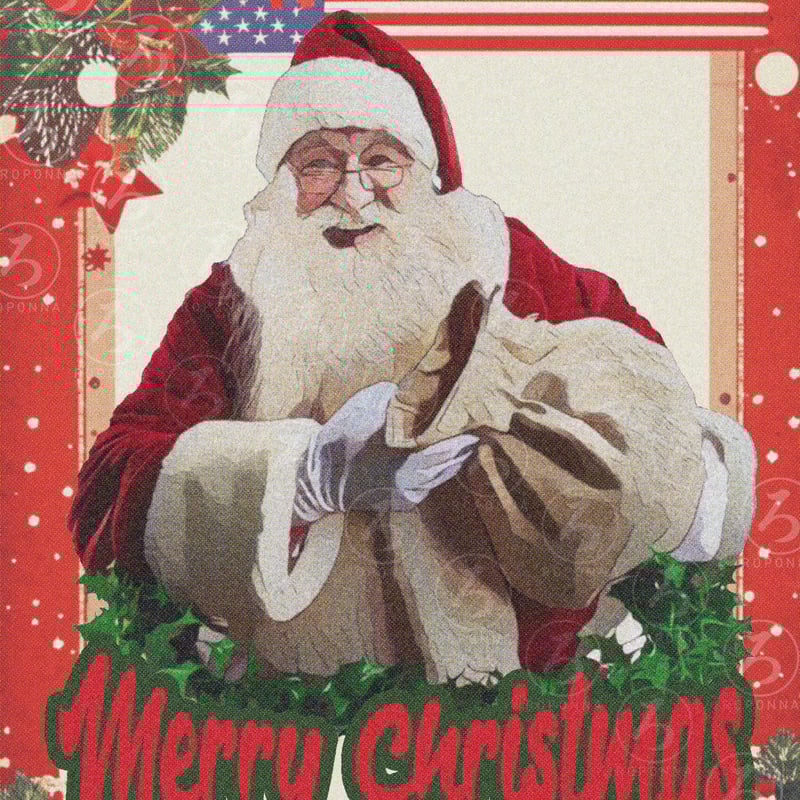 クリスマスアートポスターA4 ヴィンテージテイスト サンタ | ROPONNA