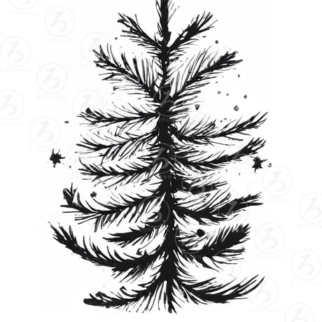 クリスマスアートポスター2L　モノクロもみの木