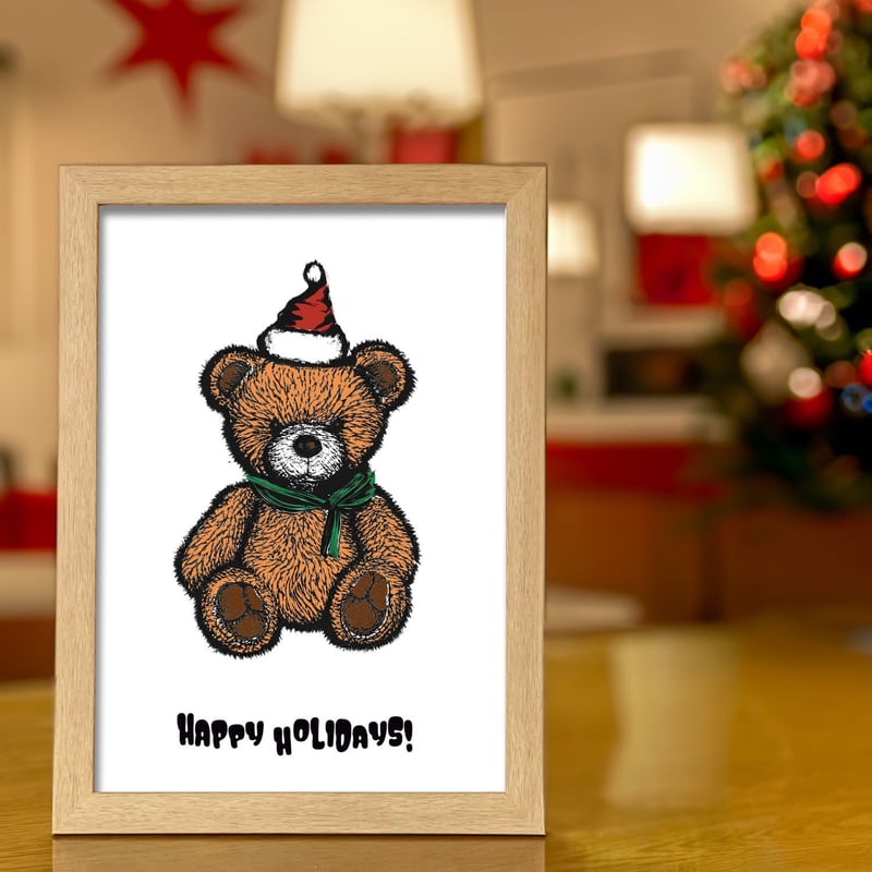 絵画。原画【クリスマスを迎えて可愛い熊ちゃん】 絵画。原画【クリスマスを迎えて可愛い熊ちゃん】 絵画。原画