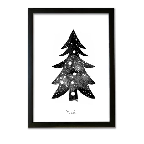 クリスマスアートポスターA3　モノクロクリスマスツリー