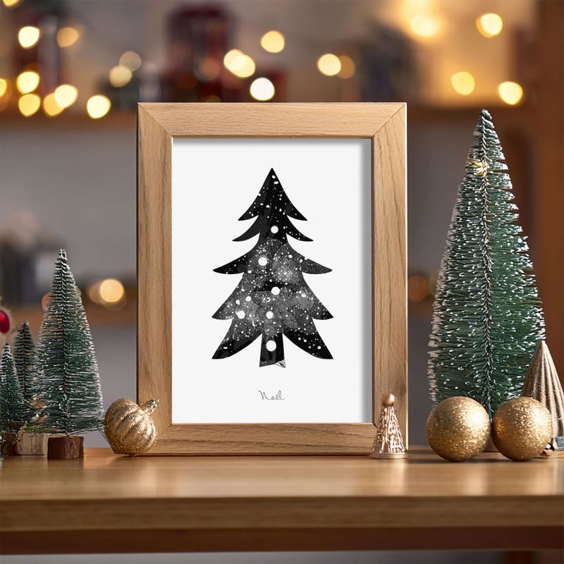 クリスマスアートポスター2L モノクロクリスマスツリー | ROPONNA
