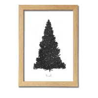クリスマスアートポスターA4　モノクロ もみの木Ⅱ