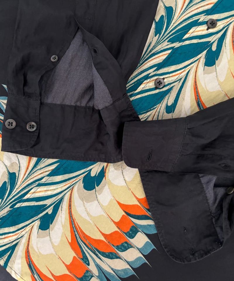 18AW DRIES VAN NOTEN – Marble Print Silk Shirt