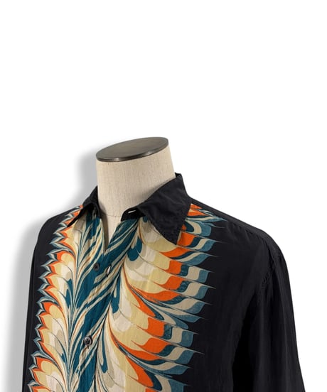 18AW DRIES VAN NOTEN – Marble Print Silk Shirt