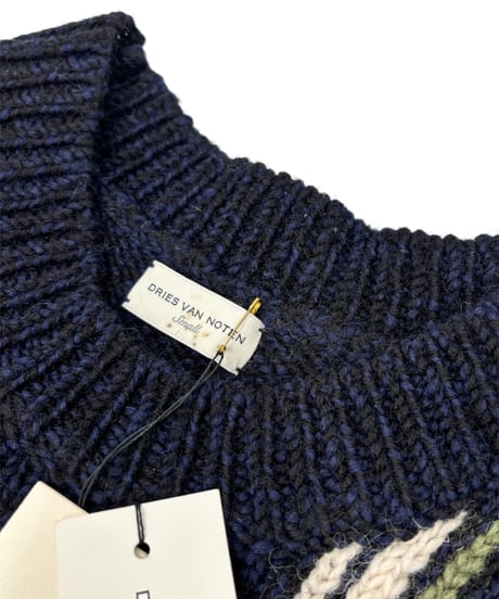 20AW DRIES VAN NOTEN – Windowpane Check Crew Neck Sweater