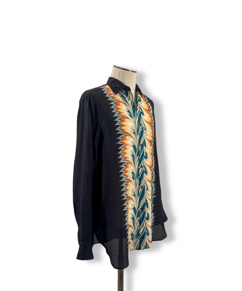 18AW DRIES VAN NOTEN – Marble Print Silk Shirt