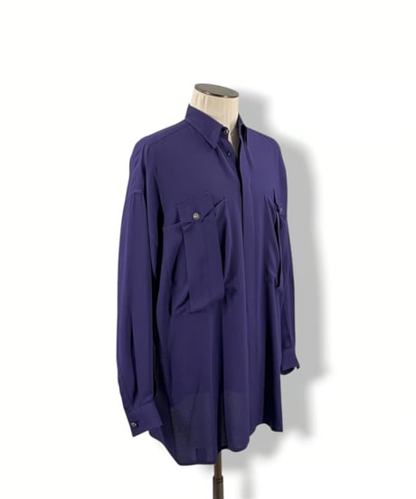 80s〜90s GIANNI VERSACE – Hidden Button-down Georgette Shirt