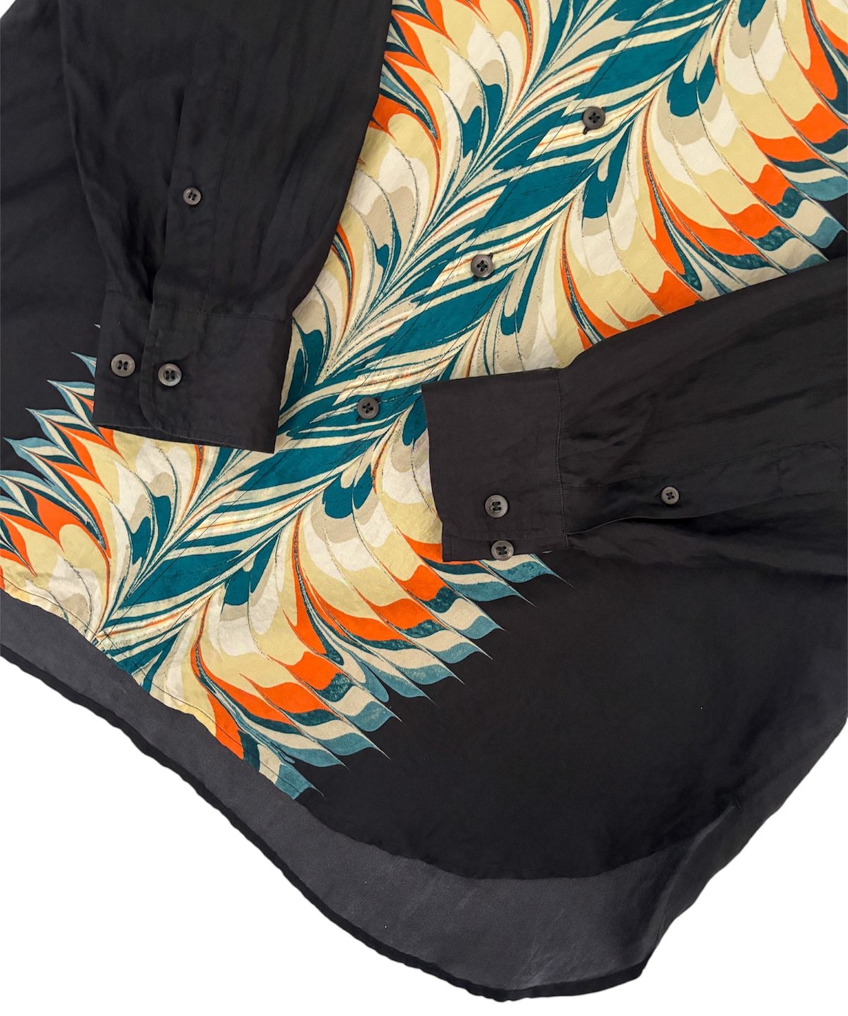 18AW DRIES VAN NOTEN – Marble Print Silk Shirt