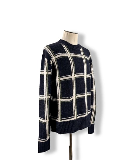 20AW DRIES VAN NOTEN – Windowpane Check Crew Neck Sweater