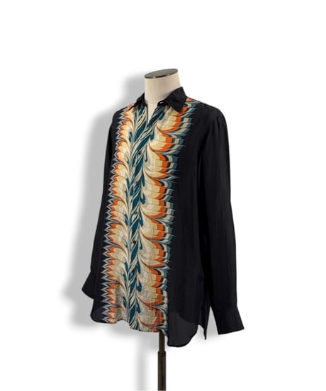 18AW DRIES VAN NOTEN – Marble Print Silk Shirt