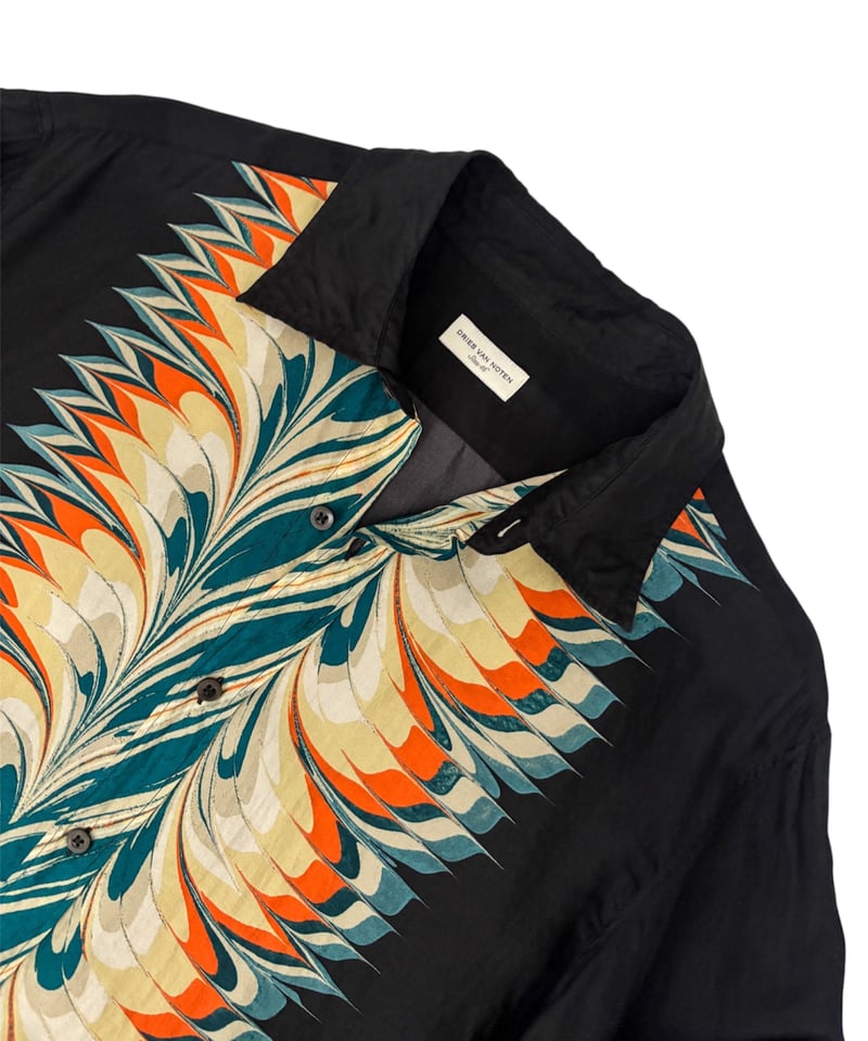 18AW DRIES VAN NOTEN / Marble Print Silk Shirt