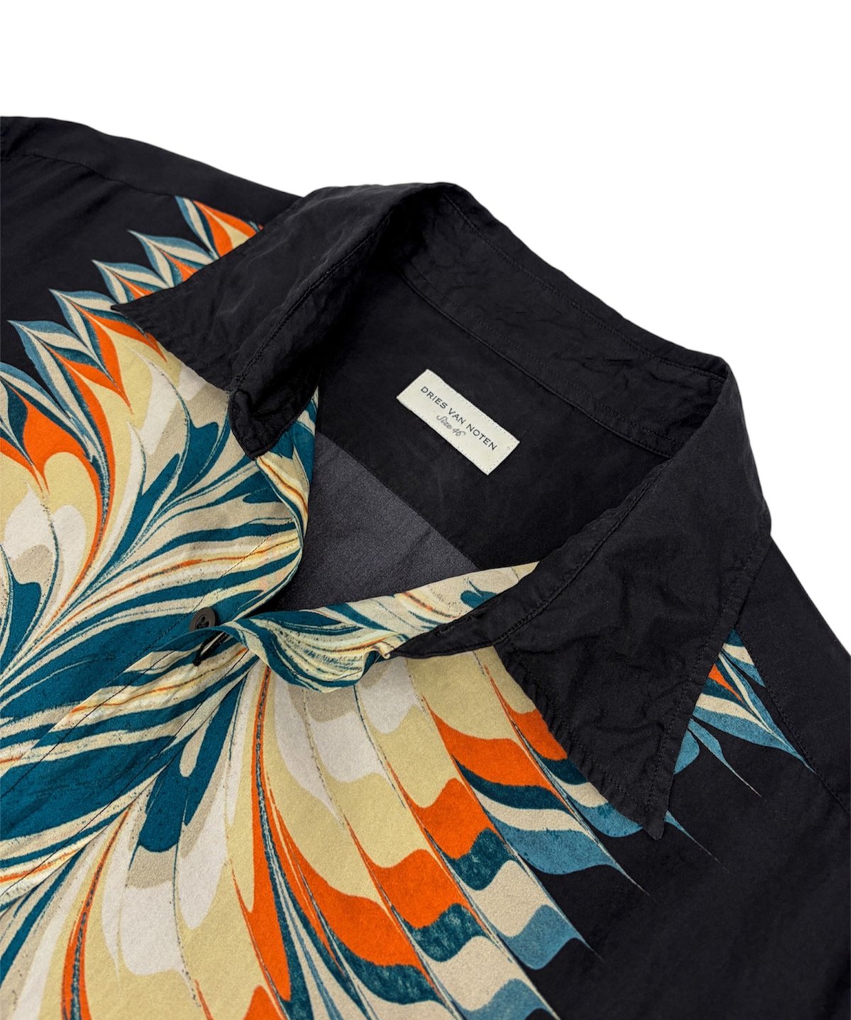 18AW DRIES VAN NOTEN – Marble Print Silk Shirt