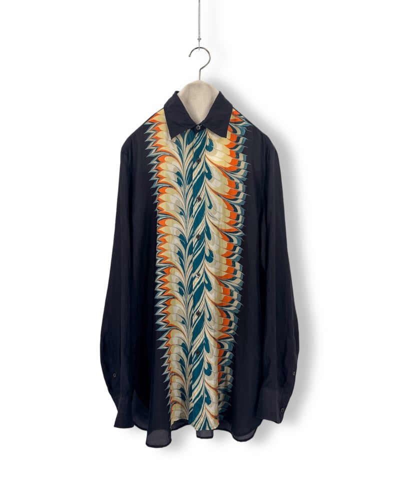 18AW DRIES VAN NOTEN – Marble Print Silk Shirt