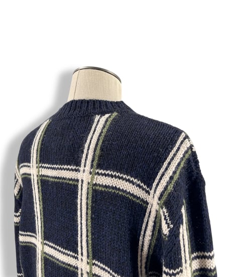 20AW DRIES VAN NOTEN – Windowpane Check Crew Neck Sweater