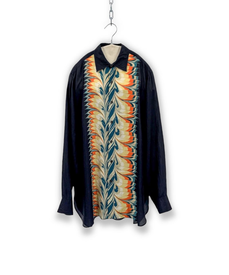 18AW DRIES VAN NOTEN / Marble Print Silk Shirt 18AW DRIES VAN NOTEN / Marble Print Silk Shirt