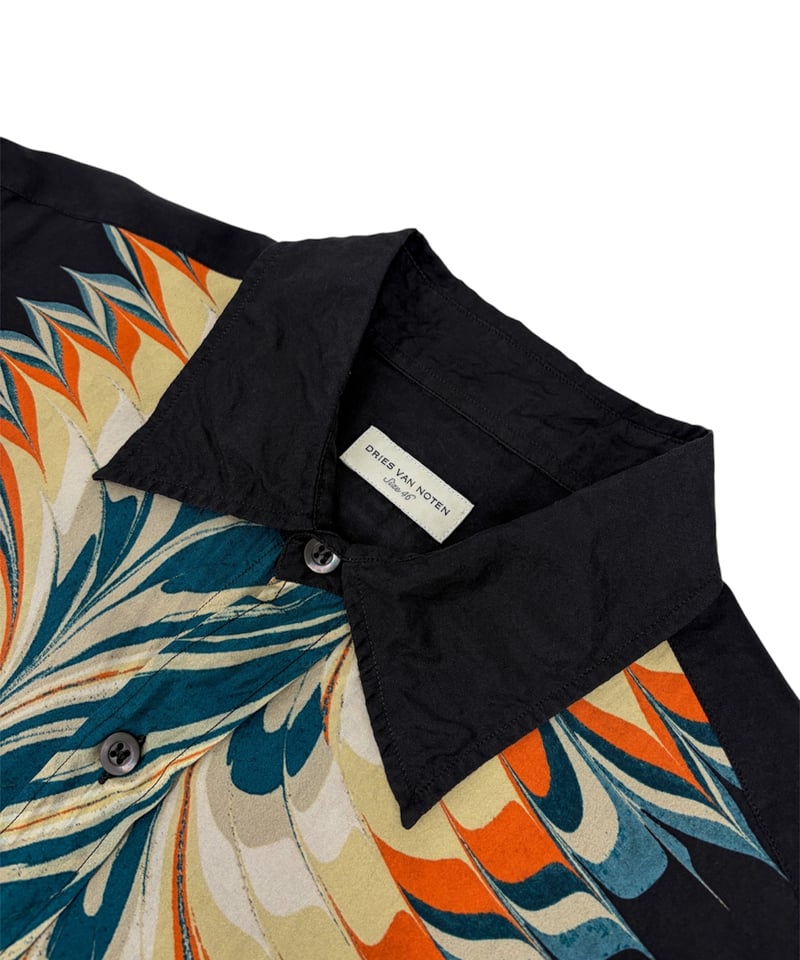 18AW DRIES VAN NOTEN – Marble Print Silk Shirt