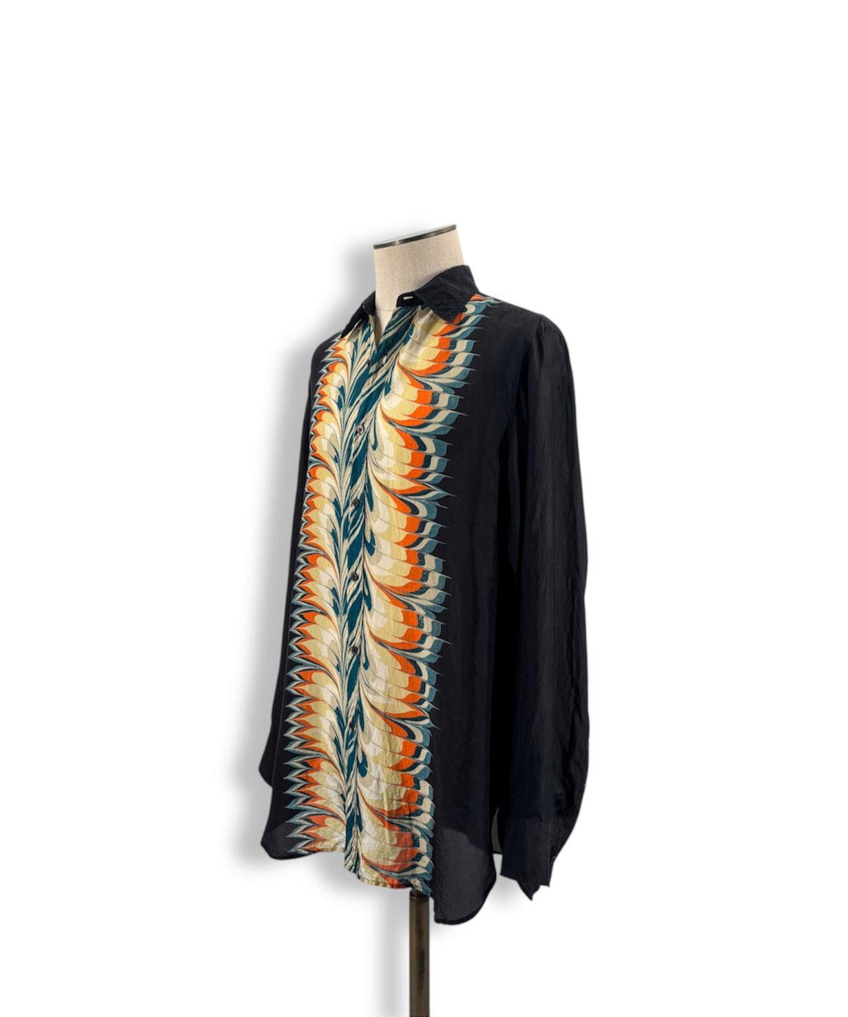 18AW DRIES VAN NOTEN / Marble Print Silk Shirt