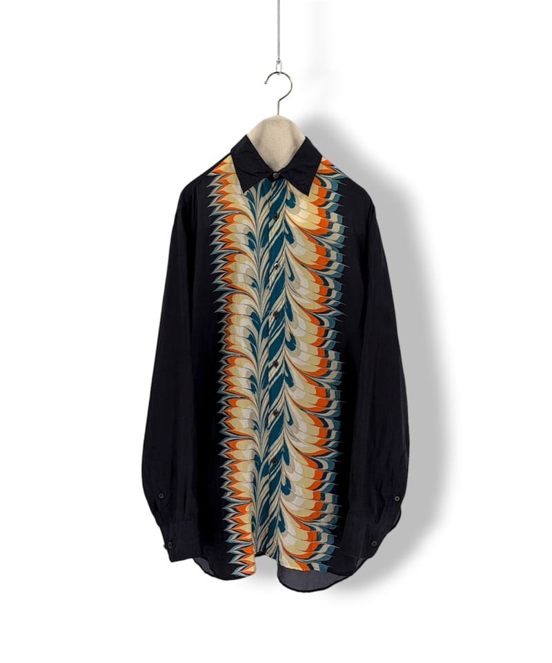 18AW DRIES VAN NOTEN – Marble Print Silk Shirt