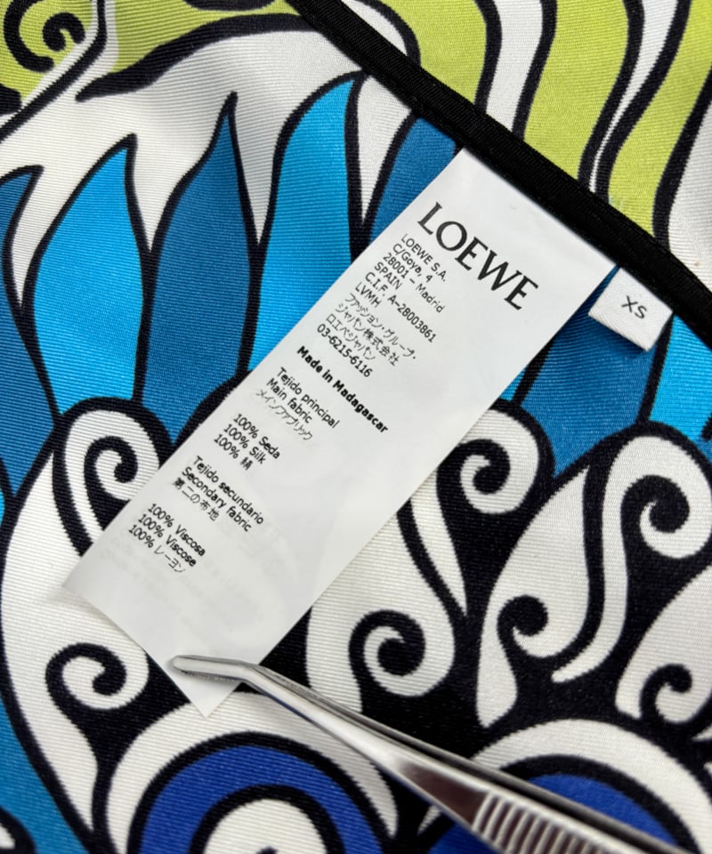 LOEWE ロエベ (M) タックスカート　プリーツ　総柄　絹　シルク100% LOEWE(ロエベ) 総柄スカートS2295210TM S2295210TM ネイビー