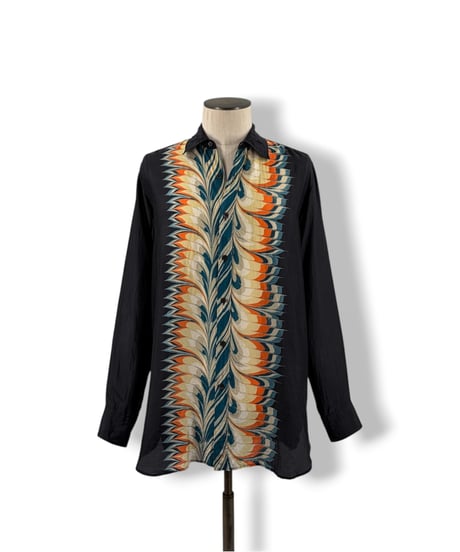 18AW DRIES VAN NOTEN – Marble Print Silk Shirt