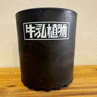 CUP 10 BLACK with WHITE logo 牛乳植物鉢