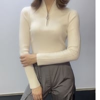 リブハーフジップセーター