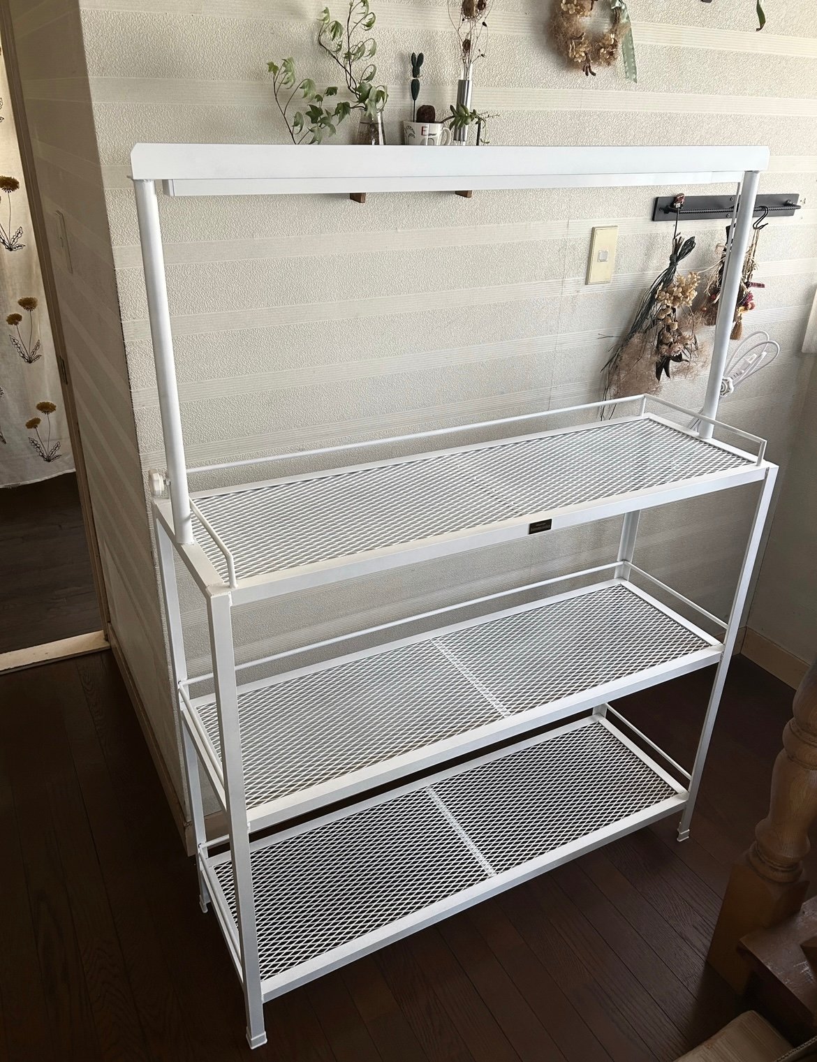 ☆送料込み☆アイアン植物棚ホワイト　即購入OK ライトレール付　アガベ　塊根 fit=scale-down,w=1200