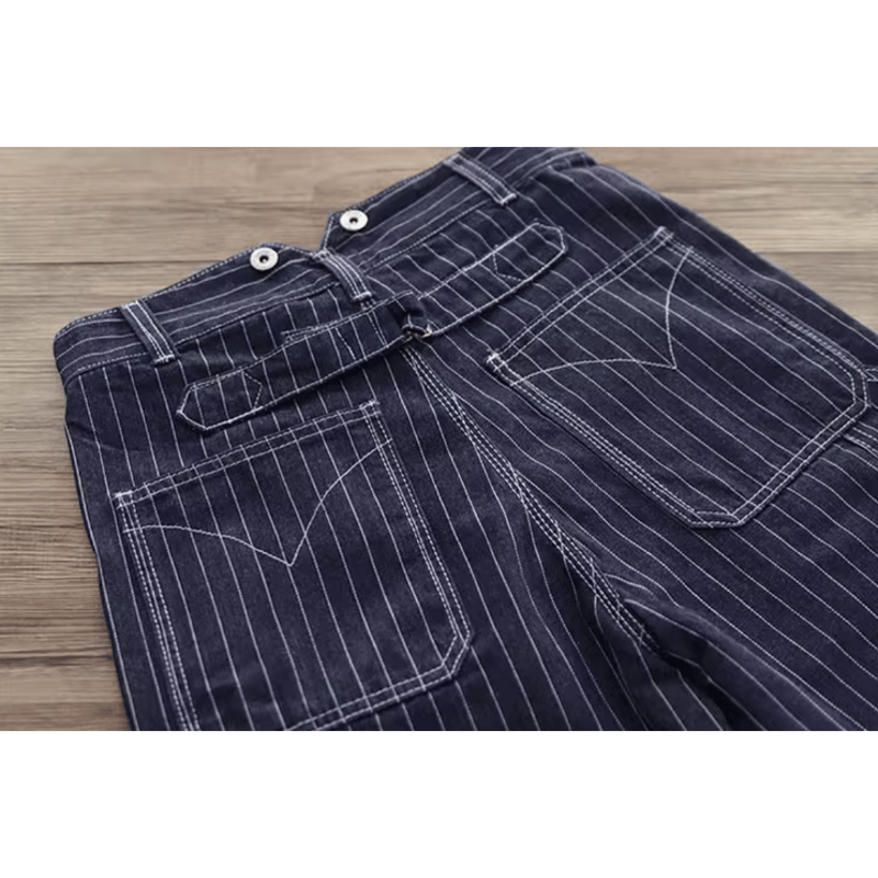 KARAKU 32サイズ✨️デニムストライプパンツ ネイビー KARAKU 32サイズ✨️デニムストライプパンツ ネイビー