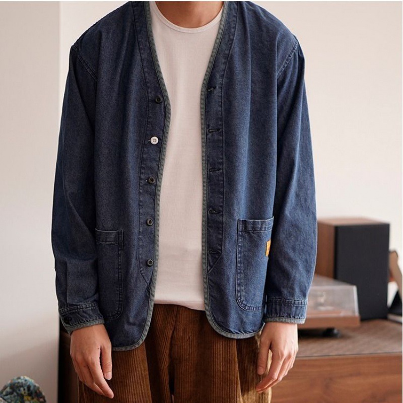 CINOH デニムノーカラージャケット ジャパンデニム Narrenschiff:CINOH×JAPAN DENIMのデニムノーカラージャケット