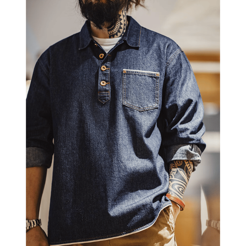 ハーフボタンデニムシャツ | KAINA