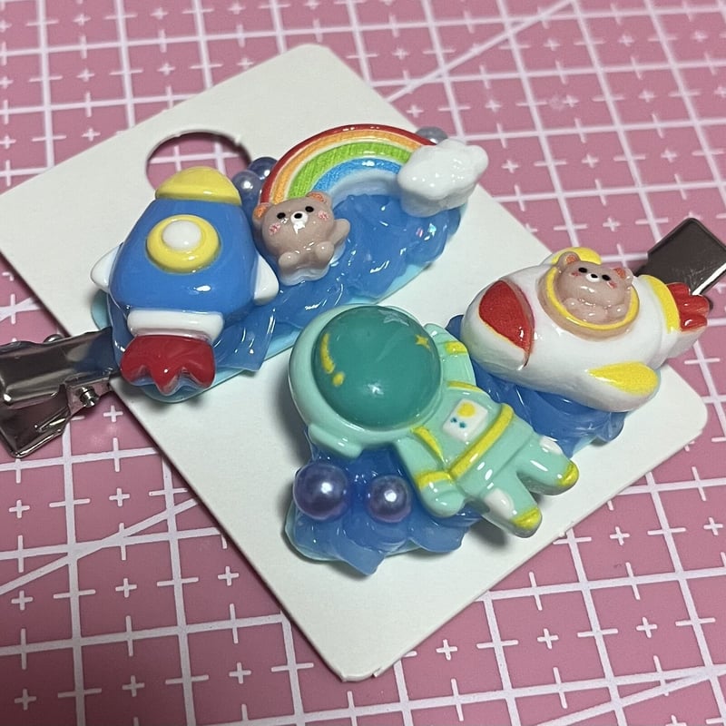 ホイップヘアピン くまちゃん宇宙旅行 | ankoro_mochi STORE