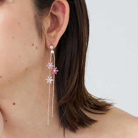 zirconia long flower Rose silver