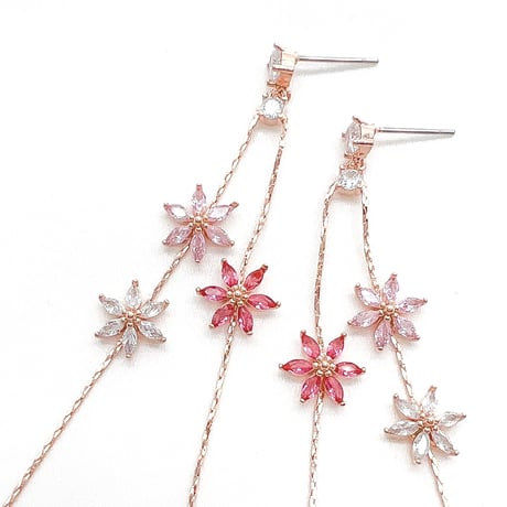 zirconia long flower Rose silver