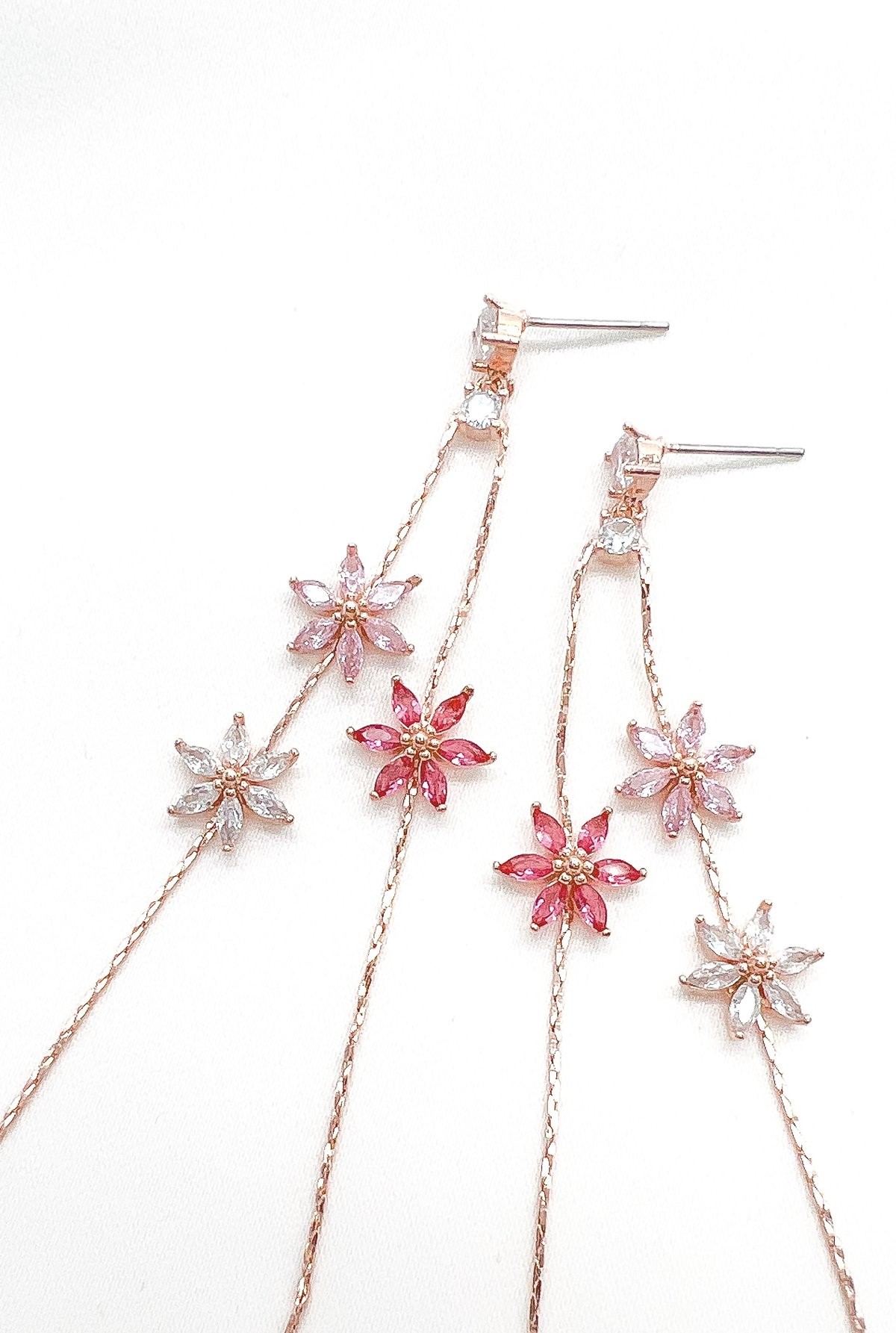 zirconia long flower Rose silver | Juna.Tokyo