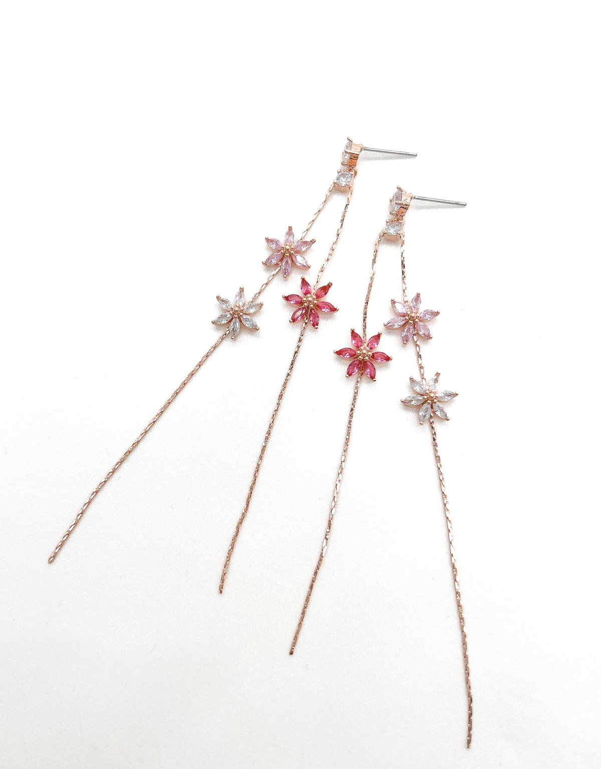 zirconia long flower Rose silver | Juna.Tokyo