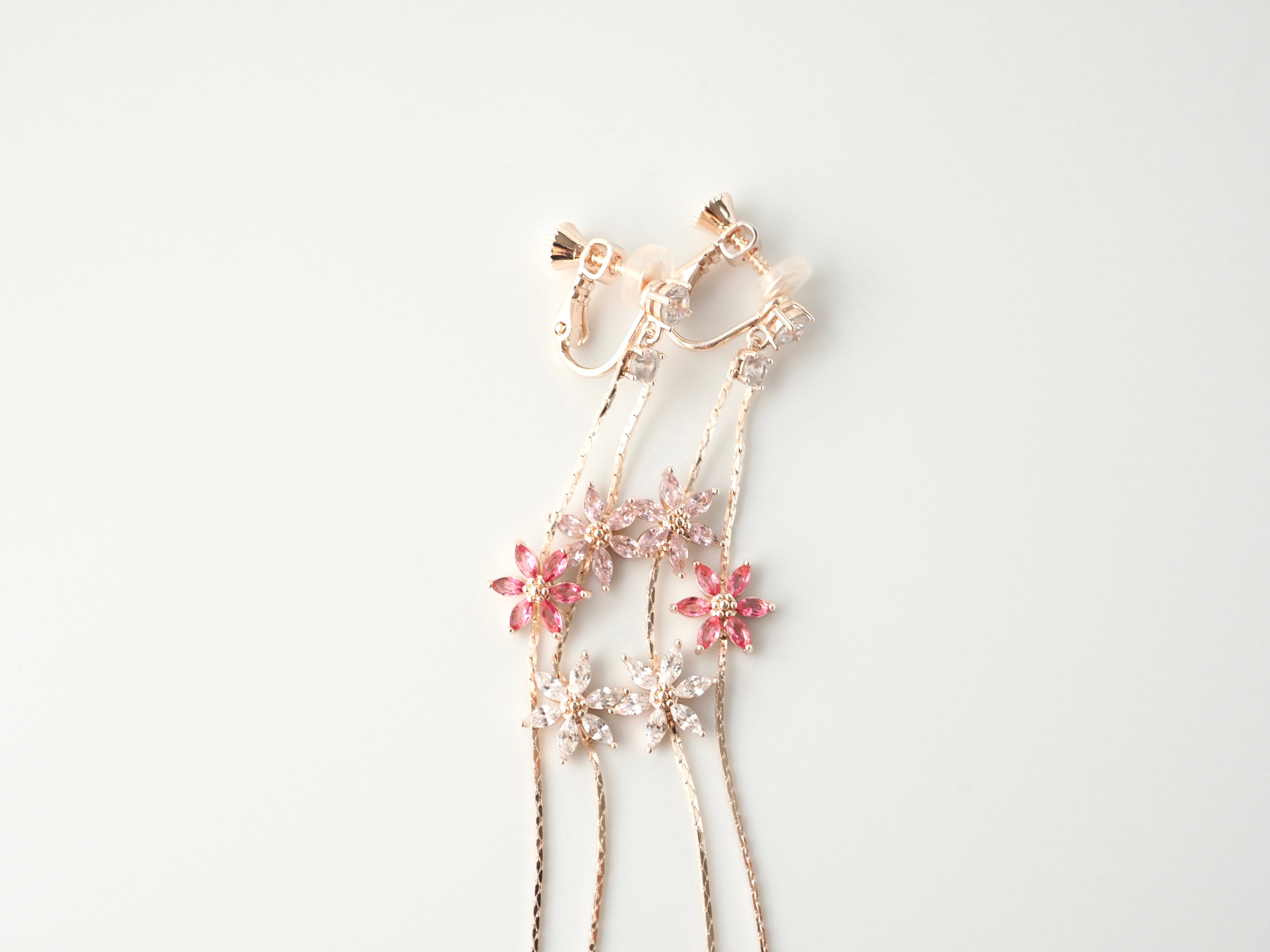 zirconia long flower Rose silver | Juna.Tokyo
