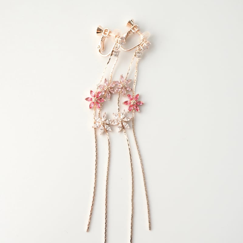 zirconia long flower Rose silver | Juna.Tokyo