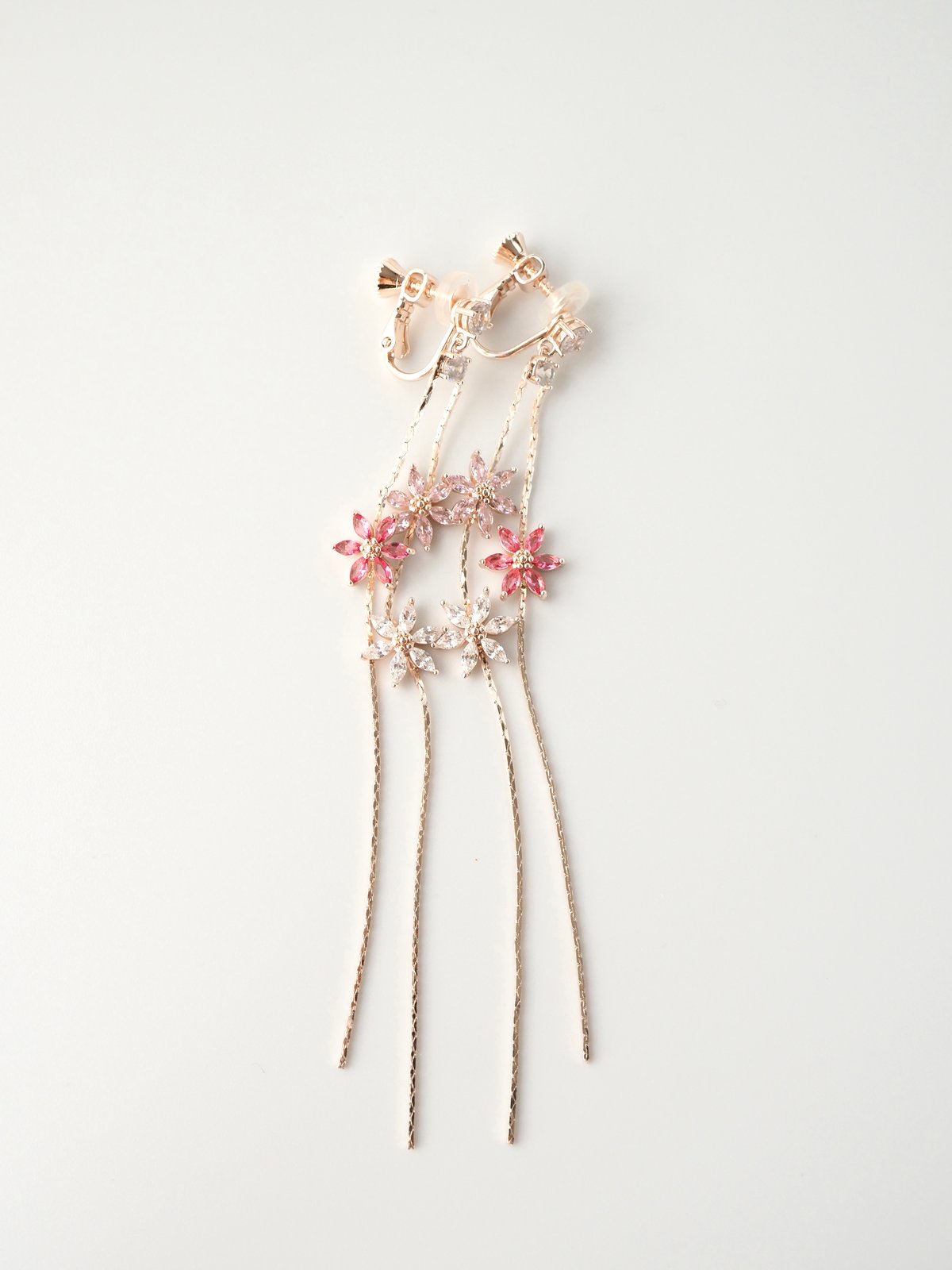 zirconia long flower Rose silver | Juna.Tokyo