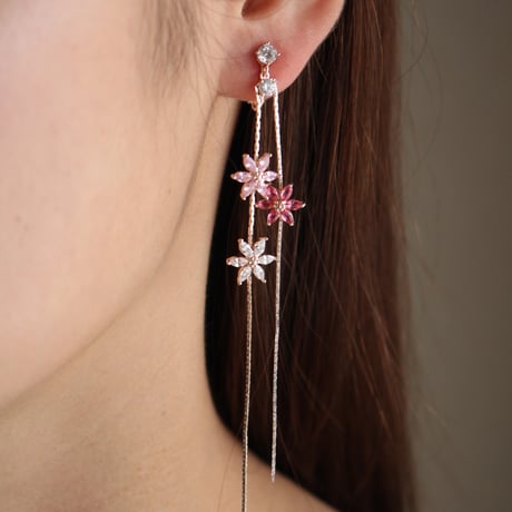 zirconia long flower Rose silver