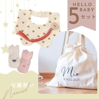 【名入れ・ラッピング付き】出産祝い 5点セット PT 筆記体 ギフト 男の子 女の子