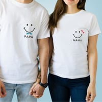 ＼ 名入れ ／　カップル Tシャツ 2枚セット スマイル 夫婦 カップル ペアtシャツ 大人サイズ