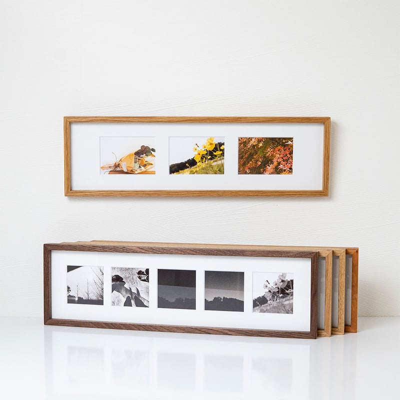 木製 フォトフレーム ワイド ましかく、L判の写真台紙の中から1枚選べ