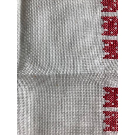 リネン　刺繍クロス　二点セット 星と　チューリップ　北欧　ヴィンテージ