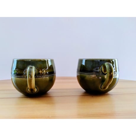 Hoganas ホガナス Savoy サヴォイ カップ&ソーサー ヴィンテージ 北欧 スウェーデン　グリーン　２客セット