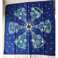 美品　北欧　ヴィンテージ　リネン　プリントテーブクロス　クリスマスモチーフ