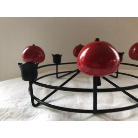 北欧　ヴィンテージ　クリスマス　アドベント　キャンドルホルダー　伝統工芸　ヘムスロイド アイアン　木製りんご