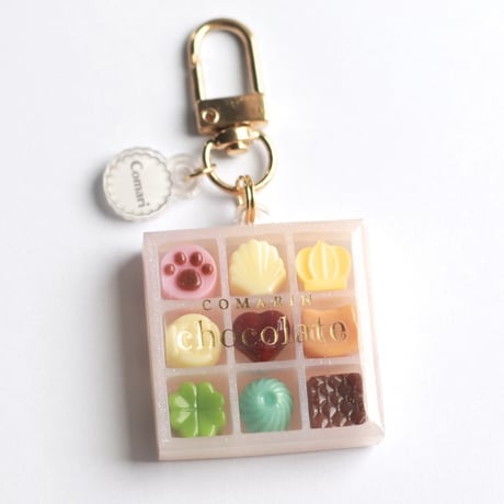 637 / スクエアこまりんチョコレートキーホルダーピンク