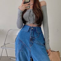 high waist design denim