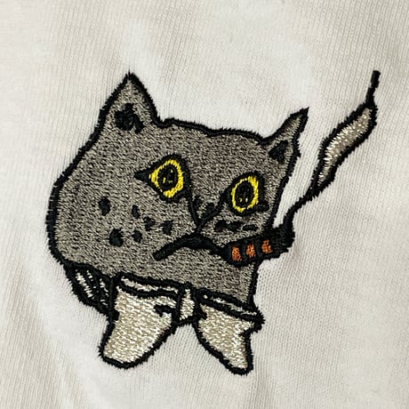 Smoking猫 刺繍TEE - BK