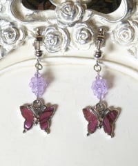 【Universal Love Butterfly earrings（博愛の蝶）】バイオレットとアバロンシェルバタフライのイヤリング